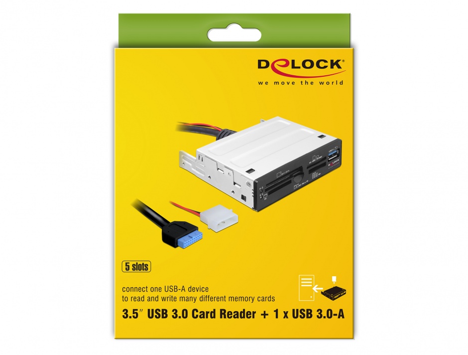 Imagine Card reader USB 3.0 63 in 1 pentru bay 3.5", Delock 91725