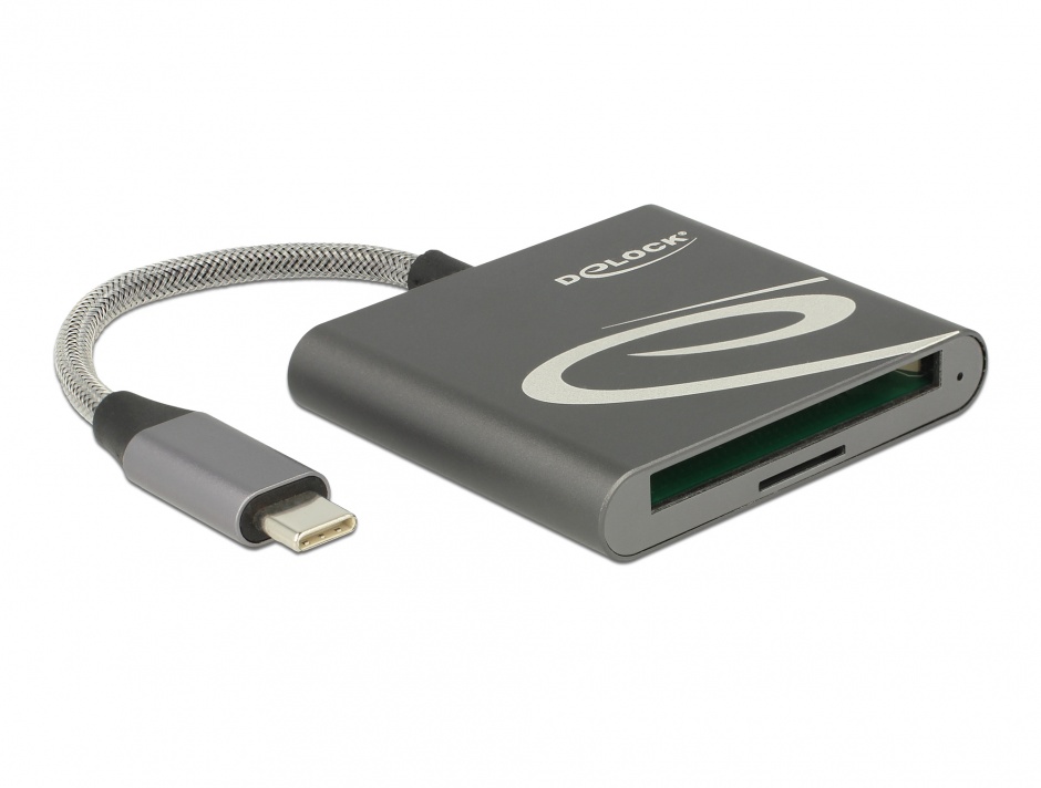 Imagine Cititor de carduri USB-C pentru carduri de memorie Compact Flash sau Micro SD, Delock 91744