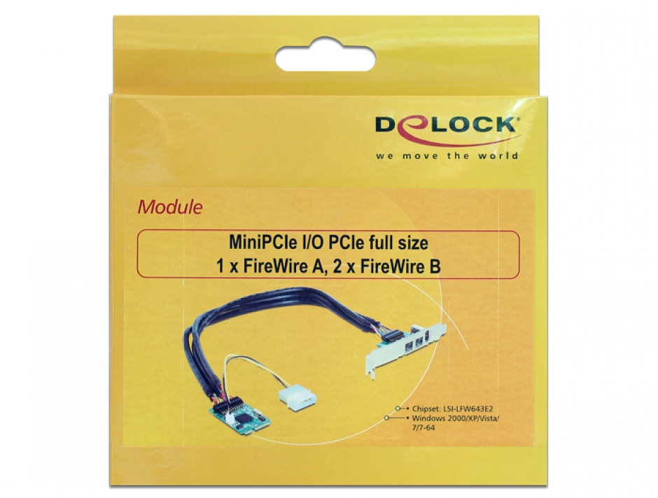 Imagine Mini PCIe I/O PCIe full size 1 x FireWire A, 2 x FireWire B, Delock 95236