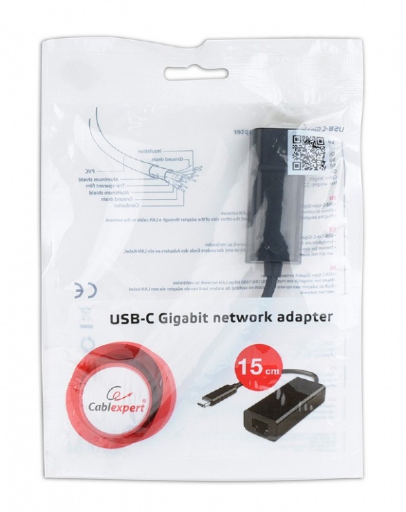 Imagine Adaptor USB-C la LAN Gigabit T-M, Gembird A-CM-LAN-01