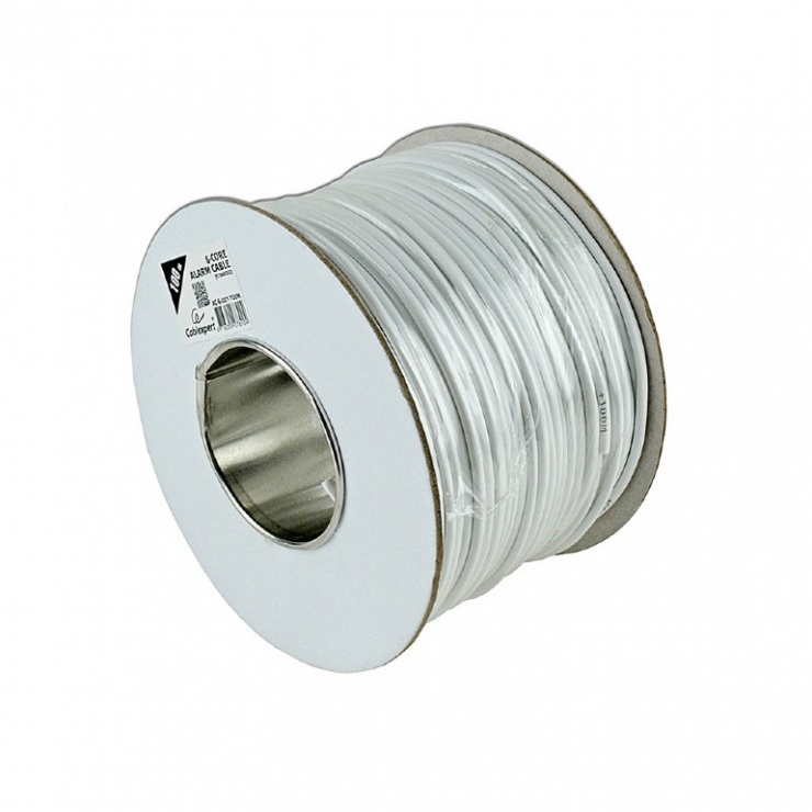 Imagine Rola 100m cablu pentru alarma cupru Alb, Gembird AC-6-002-100M