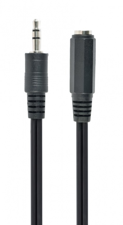 Imagine Cablu prelungitor jack stereo 3.5mm M-T 2m Negru, Gembird CCA-423-2m