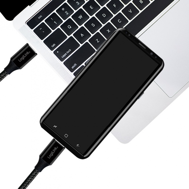 Imagine Cablu USB 2.0-C la USB-C T-T 1m Negru, Logilink CU0154