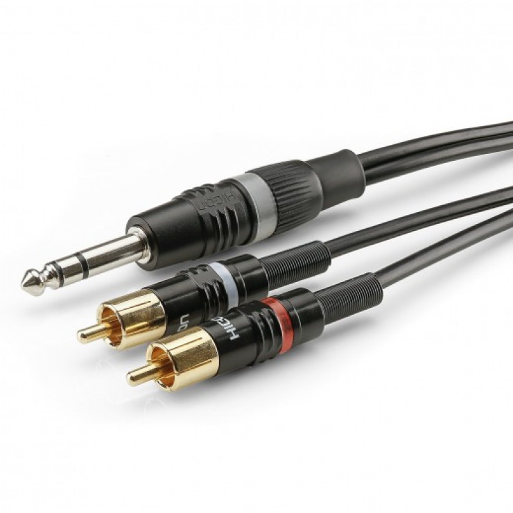 Imagine Cablu audio jack stereo 6.35mm la 2 x RCA T-T 1.5m, HBP-6SC2-0150