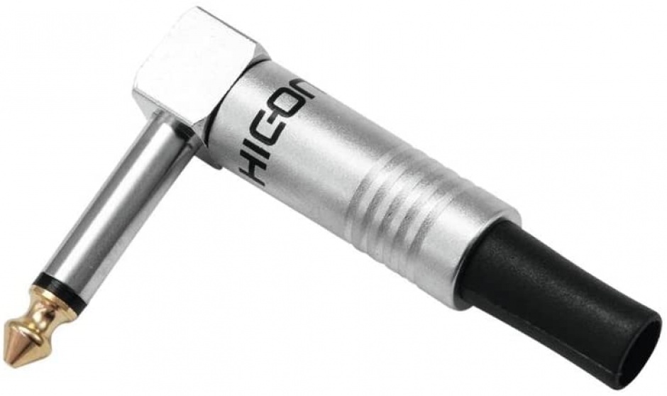 Imagine Conector de lipit jack mono 6.35mm tata unghi, HICON HI-J63MA01