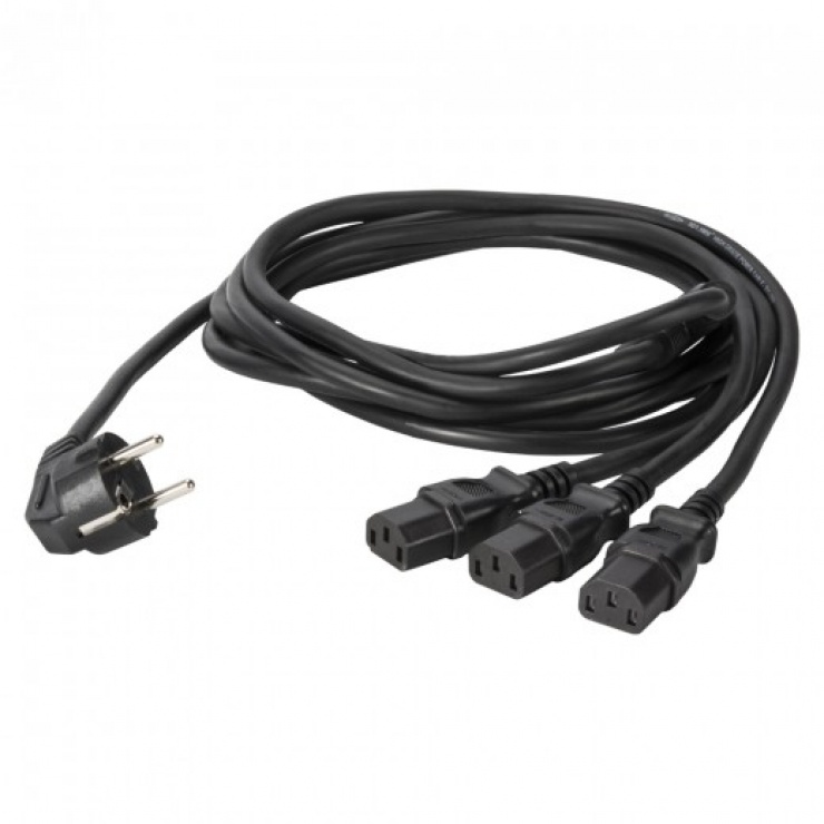 Imagine Cablu de alimentare Schuko la 3 x IEC C13 1.8m Negru, KGWB3-0180-SW