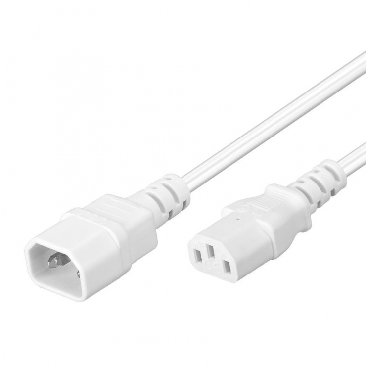 Imagine Cablu de alimentare IEC C13 la C14 Alb 1m, KPS1W