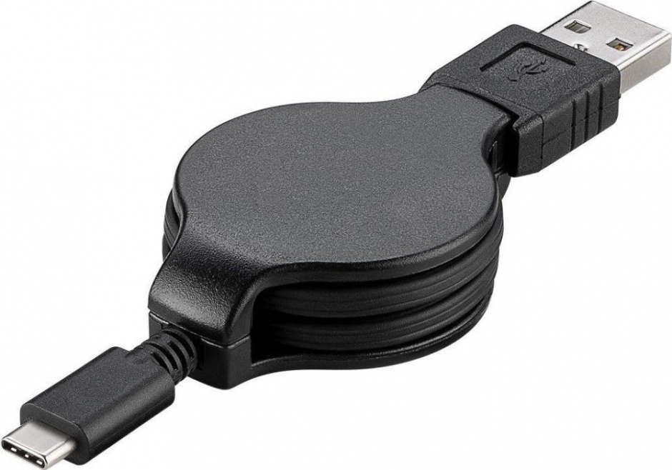 Imagine Cablu USB-C 2.0 T-T retractabil 1m Negru, KU31CN1BK