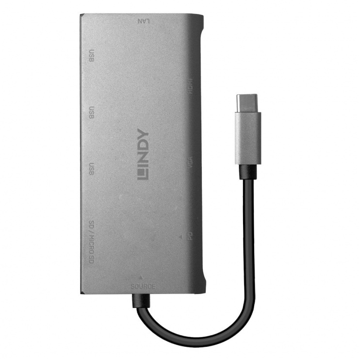 Imagine Docking station USB 3.1-C la VGA / HDMI 4K@30Hz / Gigabit LAN / 3 x USB 3.0-A / 1 x microSD / 1 x SD
