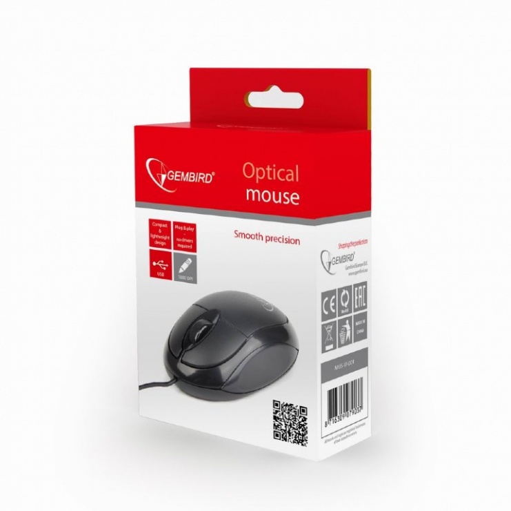 Imagine Mouse optic USB Black, Gembird MUS-U-001