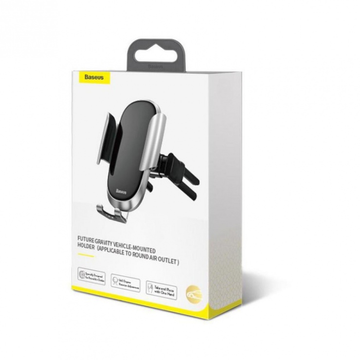 Imagine Suport auto magnetic pentru smartphone cu montare ventilator Argintiu, Baseus FutureGravity