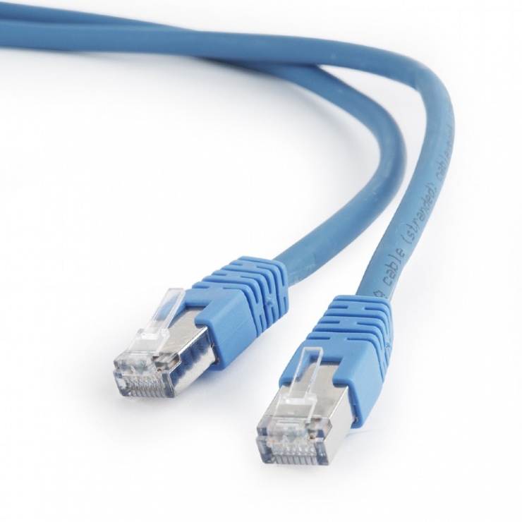 Imagine Cablu de retea RJ45 SFTP cat 6A LSOH 0.5m Albastru, Gembird PP6A-LSZHCU-B-0.5M