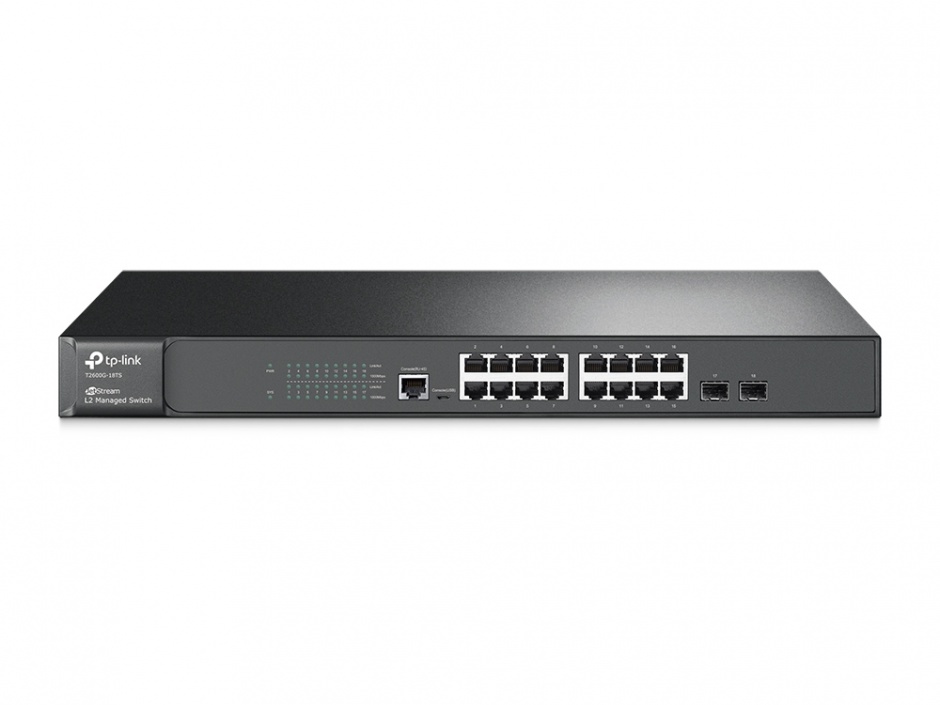 Imagine JetStream 16-Port Gigabit L2 Managed Switch cu 2 SFP Slots, TP-LINK T2600G-18TS(TL-SG3216)