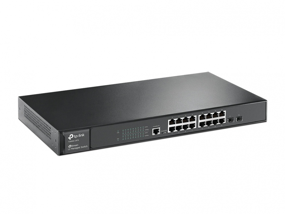 Imagine JetStream 16-Port Gigabit L2 Managed Switch cu 2 SFP Slots, TP-LINK T2600G-18TS(TL-SG3216)