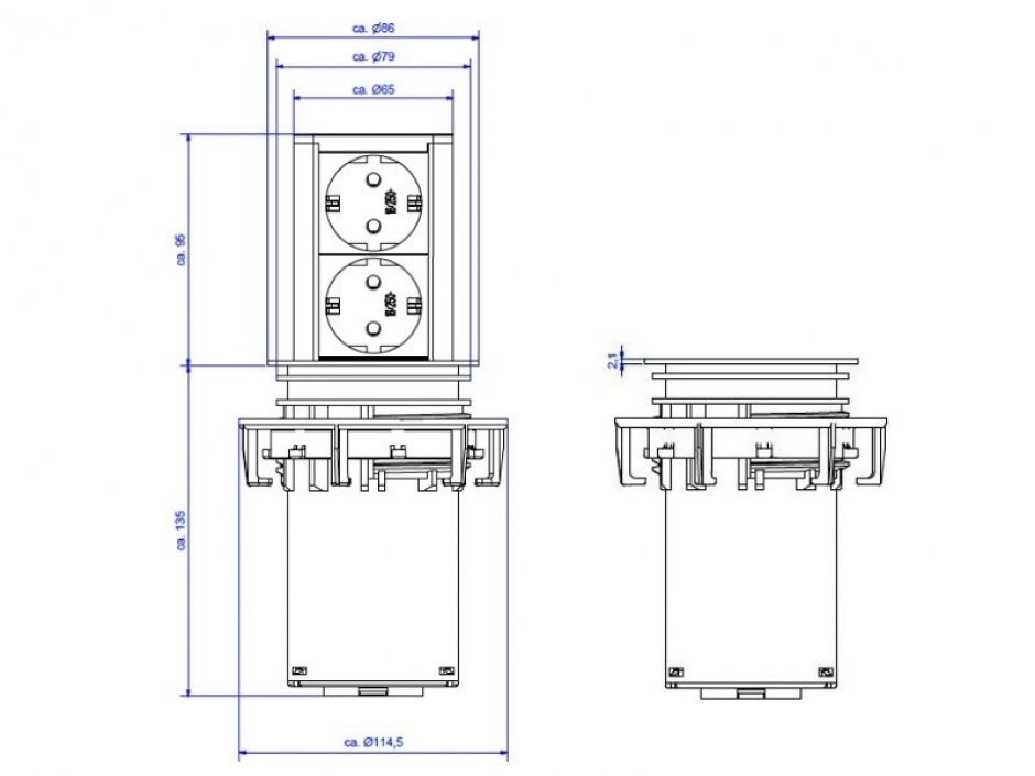 Imagine Priza elevator cu 2 x Schuko, Bachmann 928.002