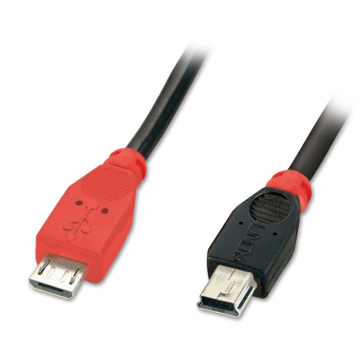 Imagine Cablu Micro USB-B OTG la Mini-B T-T 1m, Lindy L31718