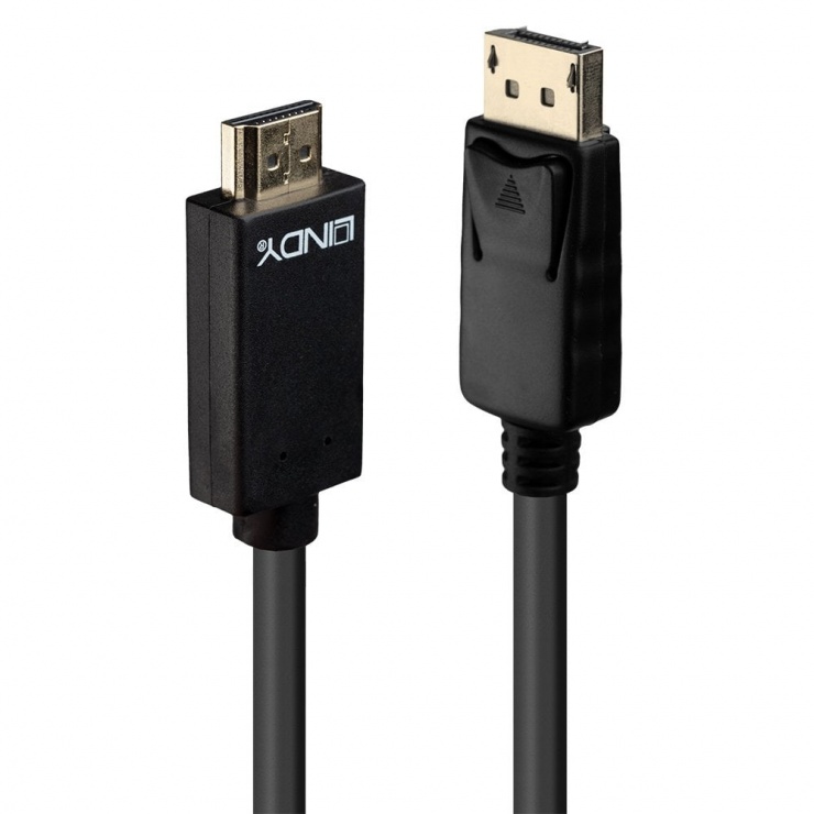 Imagine Cablu Displayport la HDMI 4K 3m T-T Negru, Lindy L36923