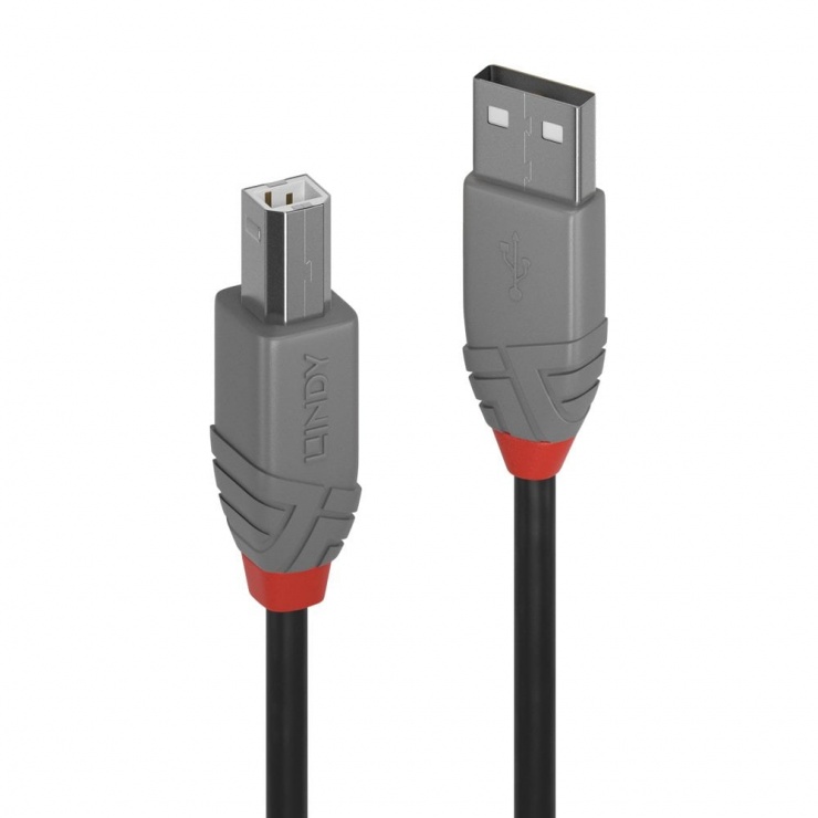 Imagine Cablu Anthra Line USB 2.0-A la USB-B imprimanta T-T 0.2m, Lindy L36670