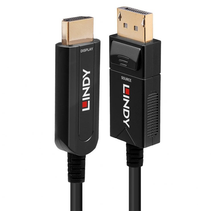 Imagine Cablu Fibra Optica Hybrid Displayport la HDMI 4K@60Hz T-T 20m, Lindy L38491