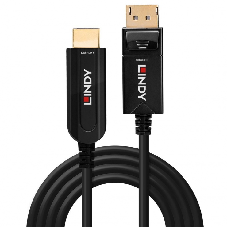 Imagine Cablu Fibra Optica Hybrid Displayport la HDMI 4K@60Hz T-T 30m, Lindy L38492