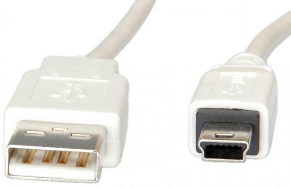 Imagine Cablu USB 2.0 la mini USB 0.8m T-T Alb, S3141