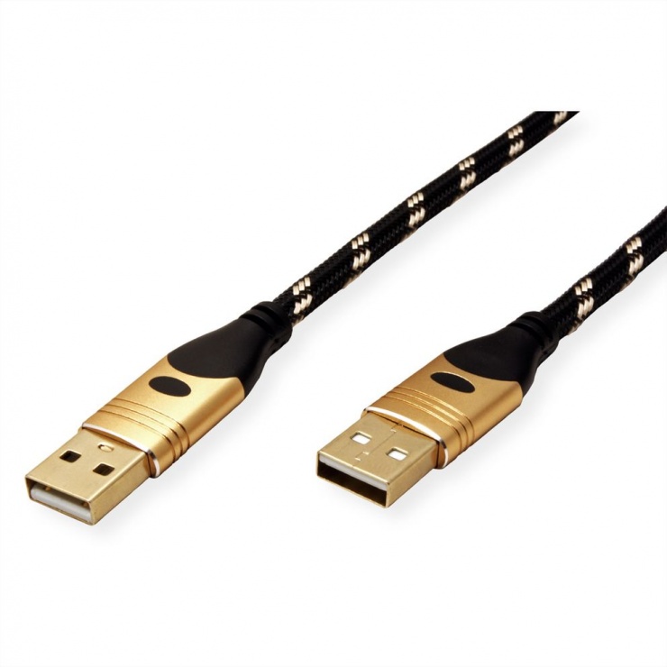 Imagine Cablu USB 2.0-A GOLD T-T 0.8m, Roline 11.02.8911