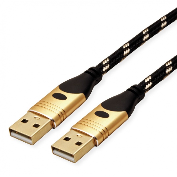 Imagine Cablu USB 2.0-A GOLD T-T 3m, Roline 11.02.8913