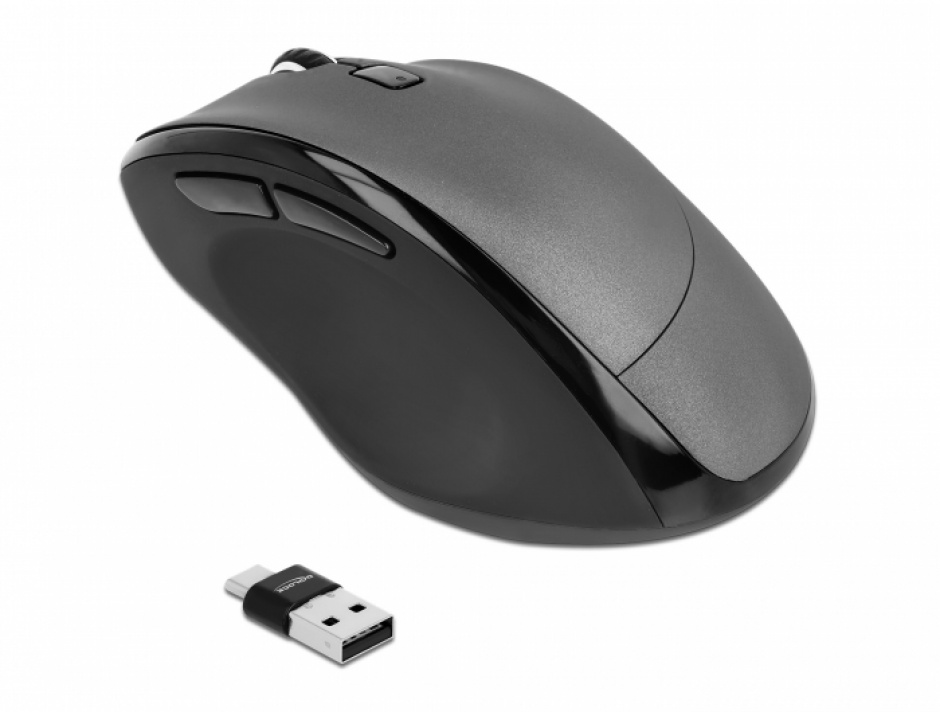 Imagine Mouse ergonomic optic Bluetooth/USB-A/USB-C, Delock 12016