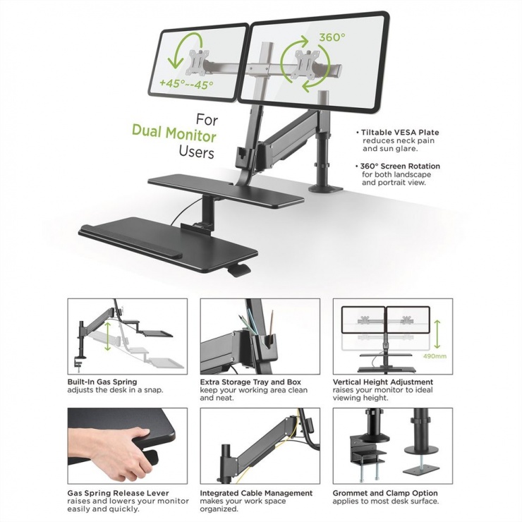 Imagine Suport masa pentru monitor + tastatura, Value 17.99.1220