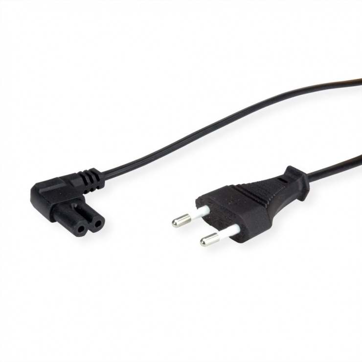 Imagine Cablu de alimentare Euro la IEC C7 (casetofon) 2 pini unghi 1.8m Negru, Value 19.99.2088
