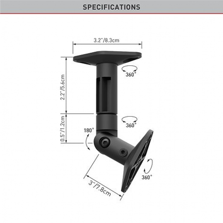 Imagine Set 2 buc suport perete/tavan pentru boxe, Barkan 1520