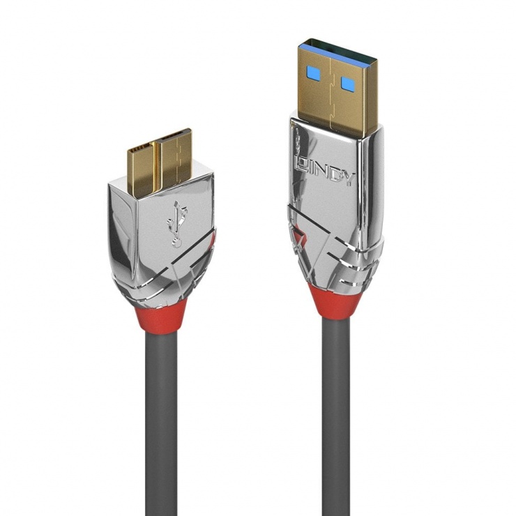 Imagine Cablu micro USB-B 3.0 la USB-A 1m CROMO Line, Lindy L36657