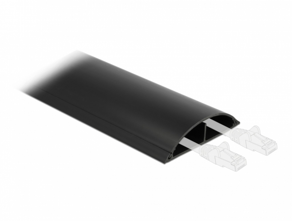 Imagine Canal cablu PVC 89 x 21 mm - 1m Negru, Delock 20712