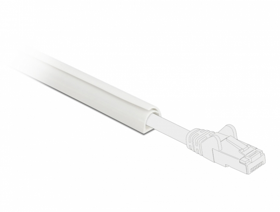 Imagine Canal cablu PVC cu auto-inchidere 10 x 10 mm - 1m Alb, Delock 20717