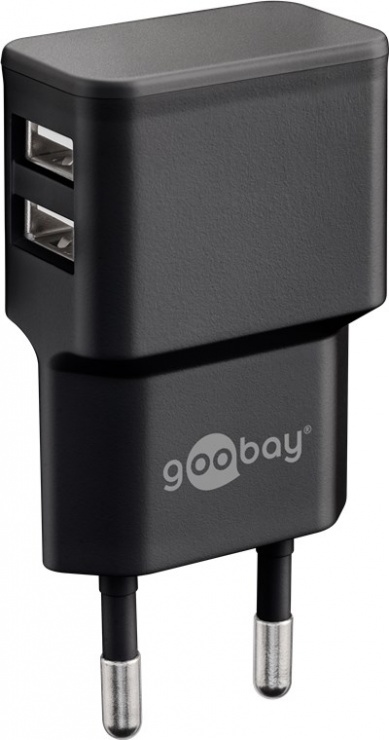 Imagine Incarcator priza 2 x USB 2.4A Negru, Goobay 44951
