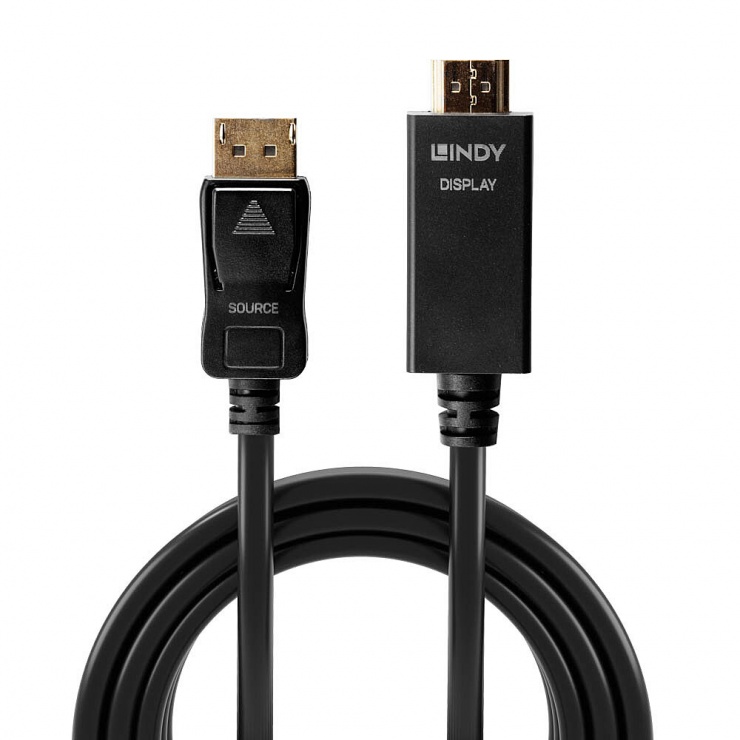 Imagine Cablu Displayport la HDMI 4K30Hz 5m T-T Negru, Lindy L36924