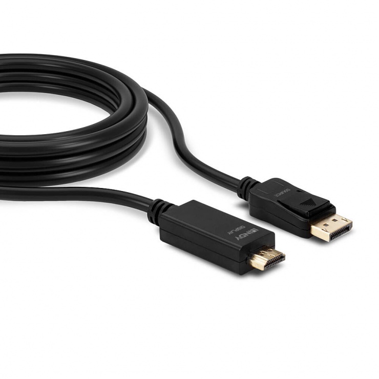 Imagine Cablu Displayport la HDMI 4K30Hz 5m T-T Negru, Lindy L36924