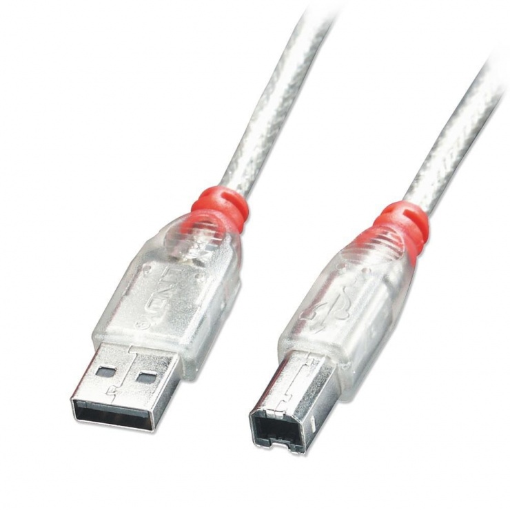 Imagine Cablu de imprimanta USB-A la B T-T 1m transparent, Lindy L41752
