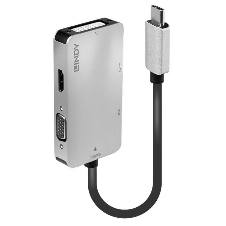 Imagine Adaptor USB Type C la HDMI 4K@30Hz/ DVI / VGA, Lindy L43297