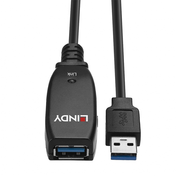 Imagine Cablu prelungitor activ slim USB 3.0 T-M 15m, Lindy L43322