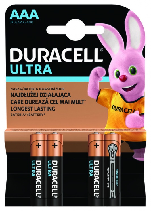 Imagine Set 4 buc baterii AAA LR3/MX2400 Ultra Alkaline, Duracell