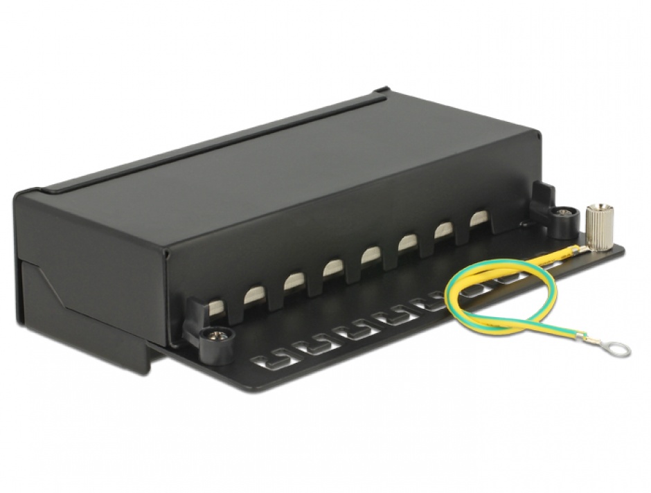 Imagine Patch panel 8 porturi Cat.6A FTP Negru, Delock 87674