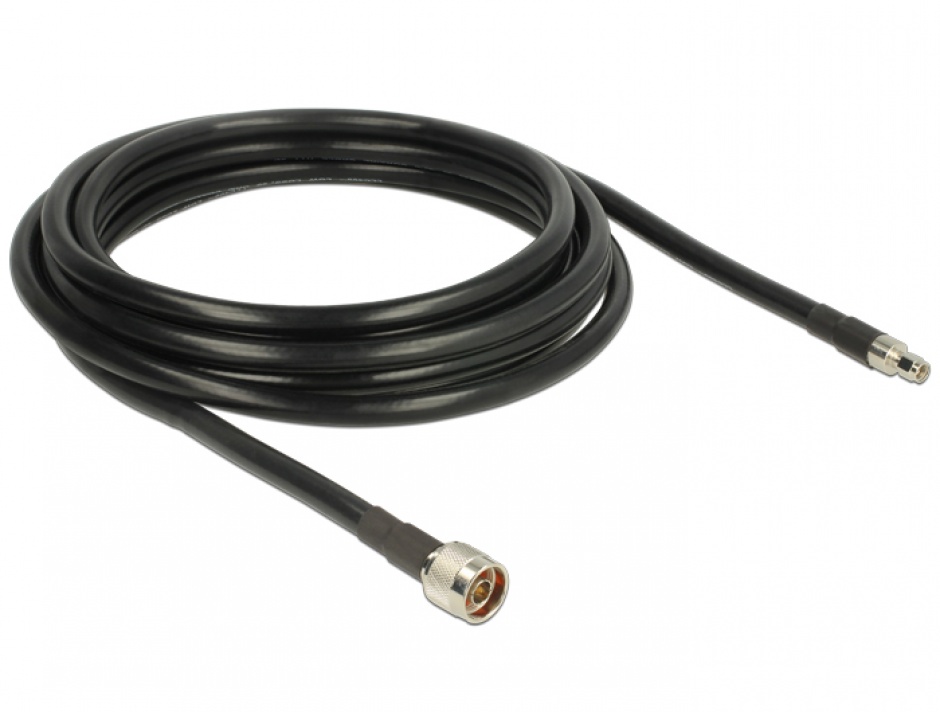 Imagine Cablu antena N plug la RP-SMA plug CFD400 LLC400 5m low loss, Delock 13023