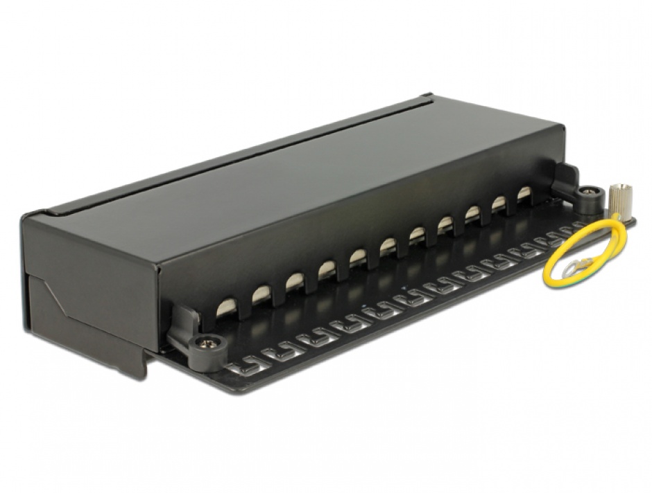 Imagine Patch panel 12 porturi Cat.6 FTP Negru, Delock 87296