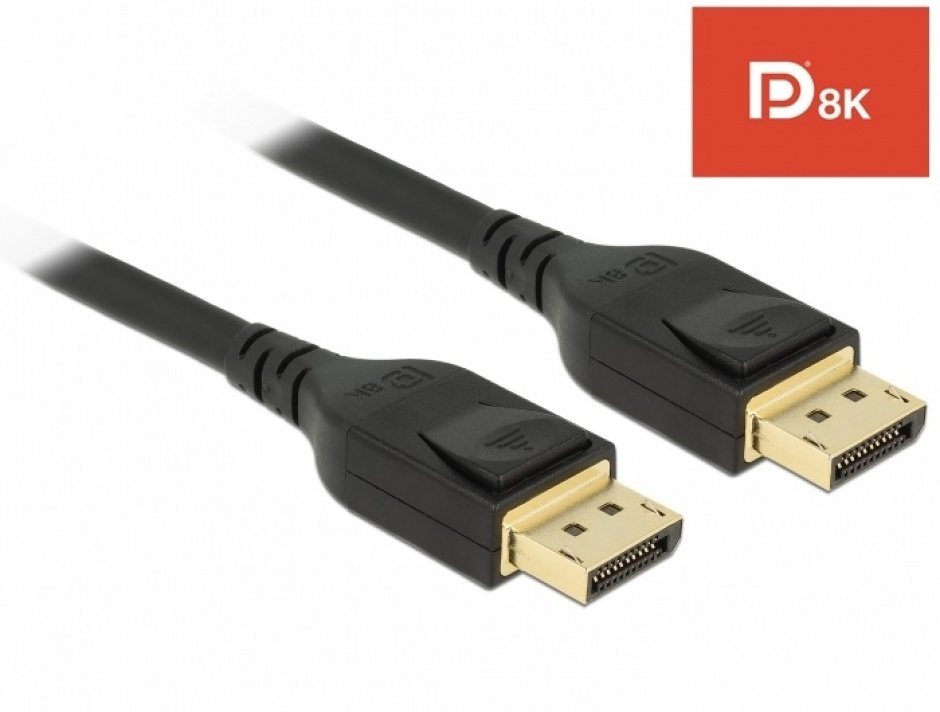 Imagine Cablu Displayport 8K / 4K@ 240Hz (DP 8K certificat) T-T 1m Negru, Delock 85658