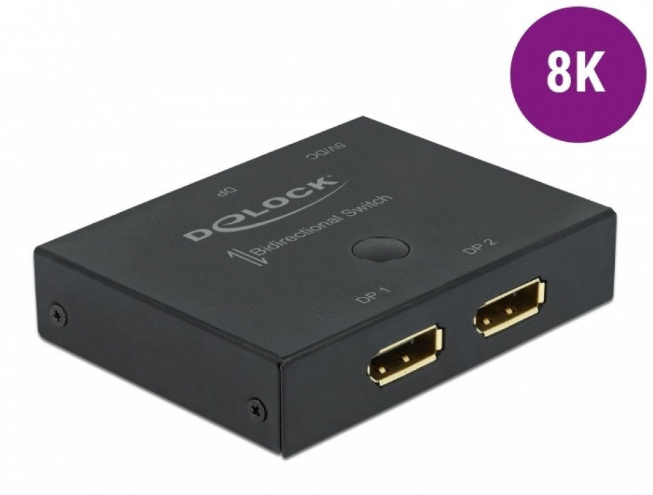 Imagine Switch Displayport 2 porturi 8K30Hz bidirectional, Delock 11478