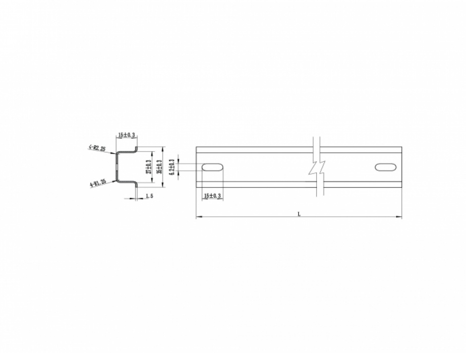 Imagine Sina DIN din aluminiu 35 x 15 mm (50 cm), Delock 66180