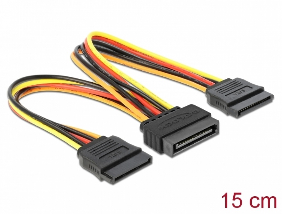 Imagine Cablu de alimentare SATA la 2 x SATA 12V T-M 15cm, Delock 60143