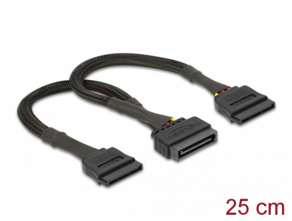 Imagine Cablu alimentare SATA la 2 x SATA 25 cm, Delock 60135