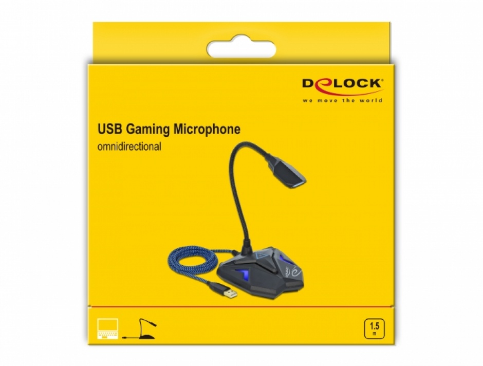 Imagine Microfon Desktop USB Gaming cu buton mute, Delock 66330